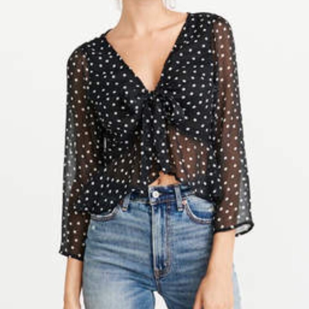 A&F Tie-Front Chiffon Blouse
